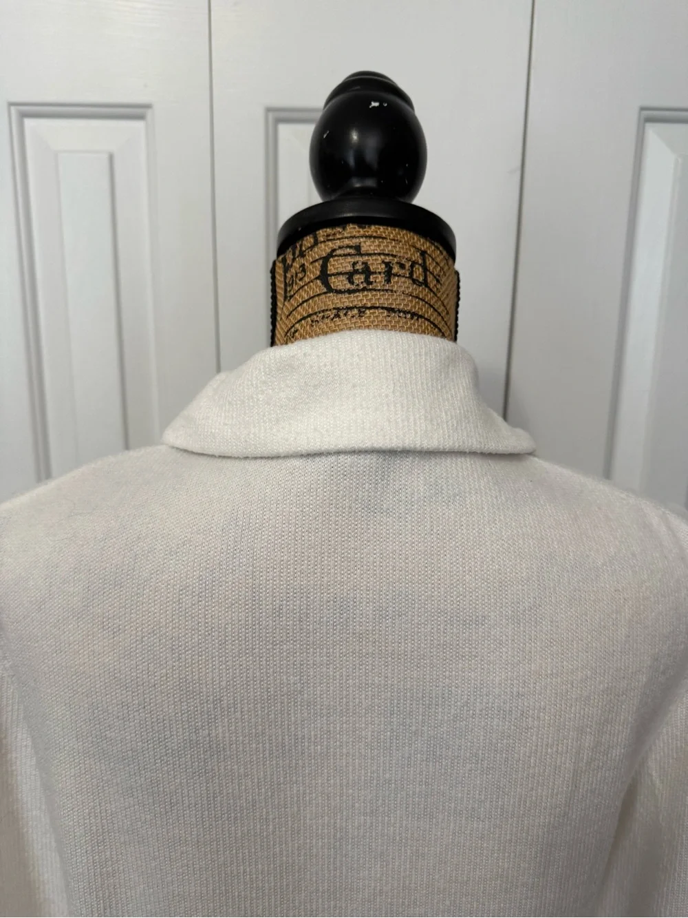 WHBM White Knit Polo V-Neck Sweater